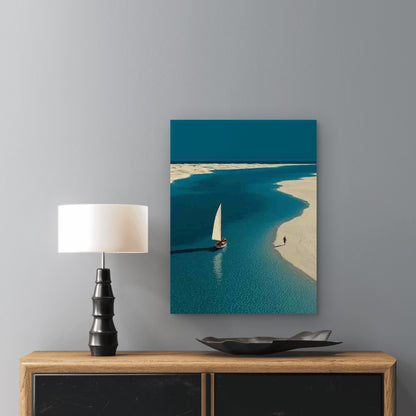 Minimalist Sailboat Artwork 60x90cm Metal Print Ready to Hang