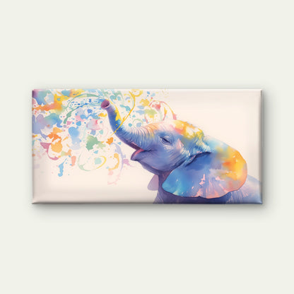 Joyful Elephant Rainbow Spray Wall Art Canvas Office Home Room Framed 120x60cm - Bella Home Decor