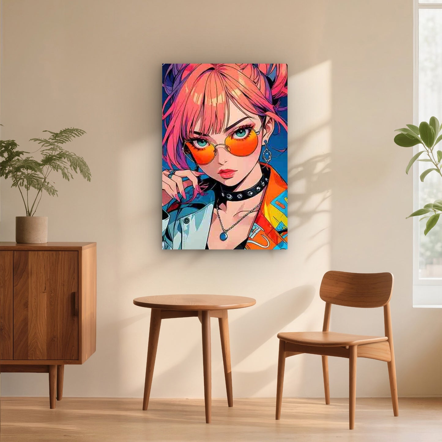 Trendy Cool Anime Girl Design 40x60cm Metal Print Ready to Hang - Bella Home Decor