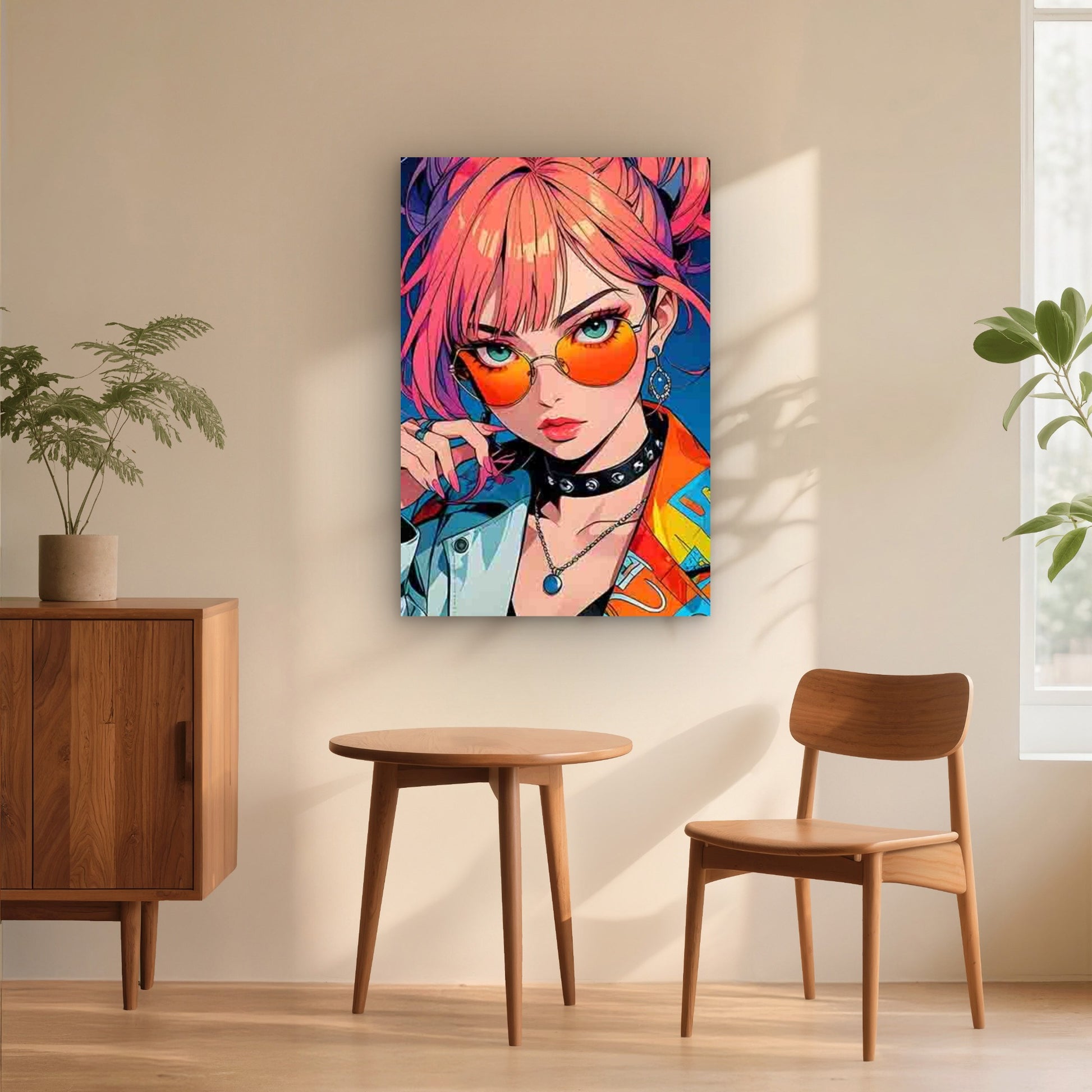 Trendy Cool Anime Girl Design 40x60cm Metal Print Ready to Hang - Bella Home Decor