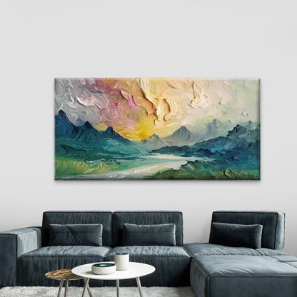 Abstract Mountain Sunset Wall Art Canvas Office Home Room Framed 120x60cm