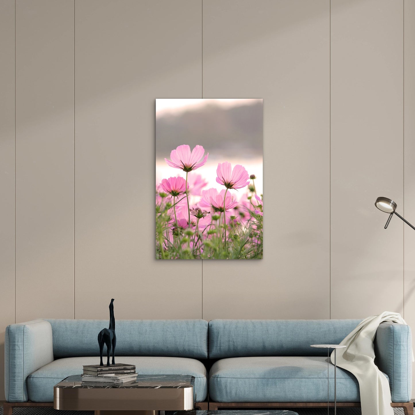 Field of Pink Cosmos Flowers 40x60cm Metal Print Ready to Hang