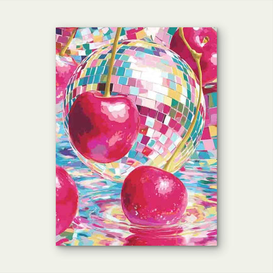 Vibrant Pink & Red Disco Ball Cherries 60x90cm Metal Print Ready to Hang