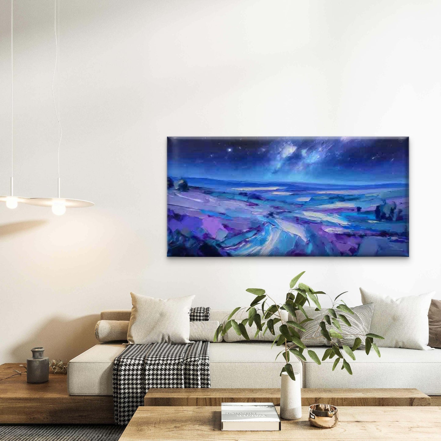 Dreamy Starry Night Landscape Wall Art Canvas Office Home Room Framed 120x60cm - Bella Home Decor