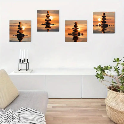 4pcs GoldenSphere Art Deco Classic Retro Wall Art Canvas Framed