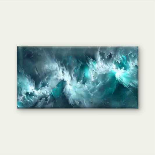 Abstract Turquoise Ocean Wall Art Canvas Office Home Room Framed 120x60cm - Bella Home Decor