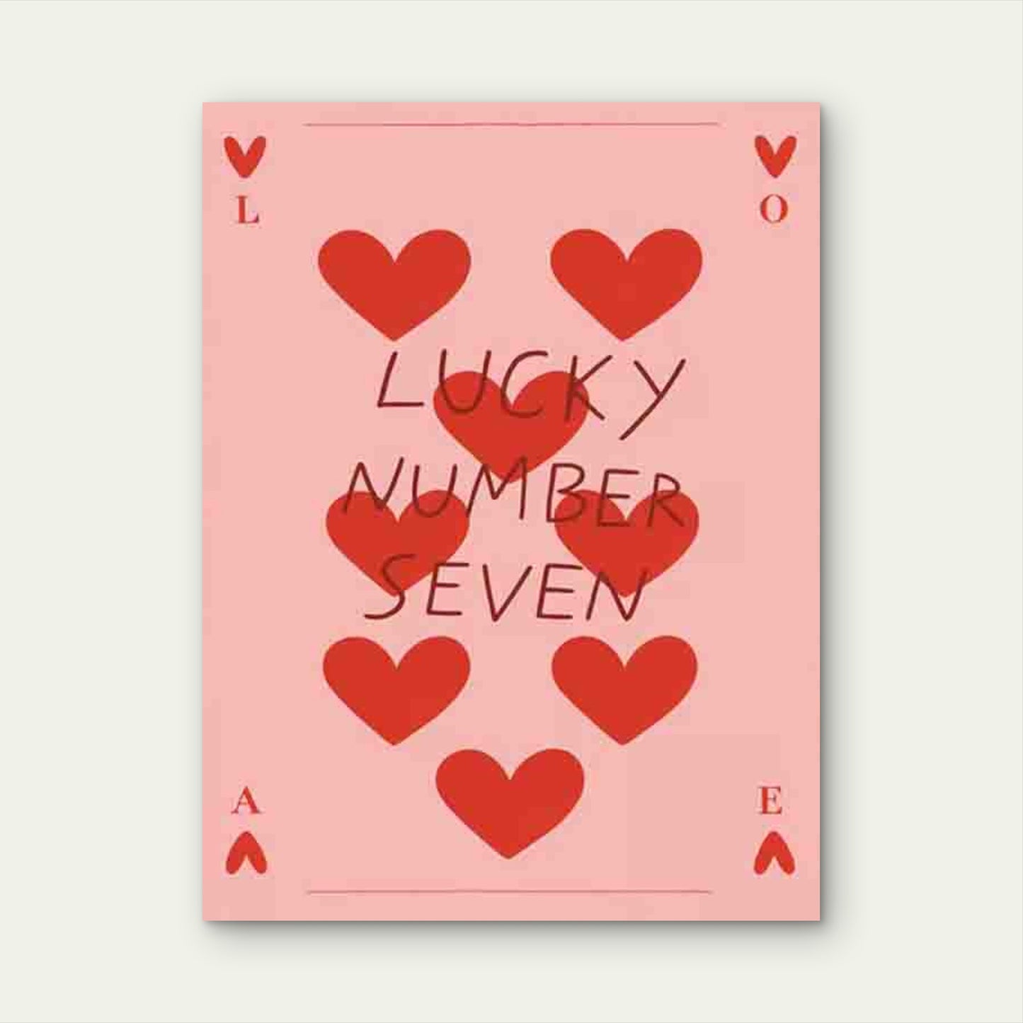 Lucky Hearts And The Number Seven 60x90cm Metal Print Ready to Hang - Bella Home Decor