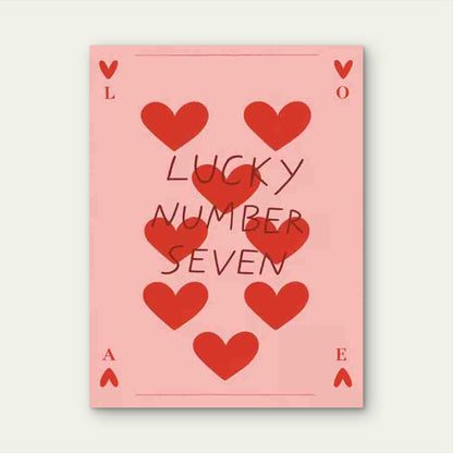 Lucky Hearts And The Number Seven 40x60cm Metal Print Ready to Hang - Bella Home Decor