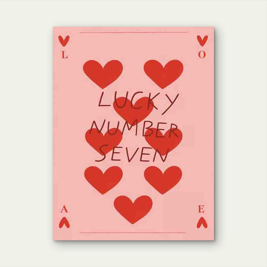 Lucky Hearts And The Number Seven 40x60cm Metal Print Ready to Hang