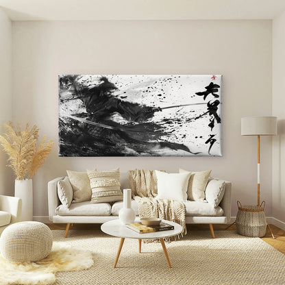 Dynamic Japanese Warrior I Wall Art Canvas Office Home Room Framed 120x60cm