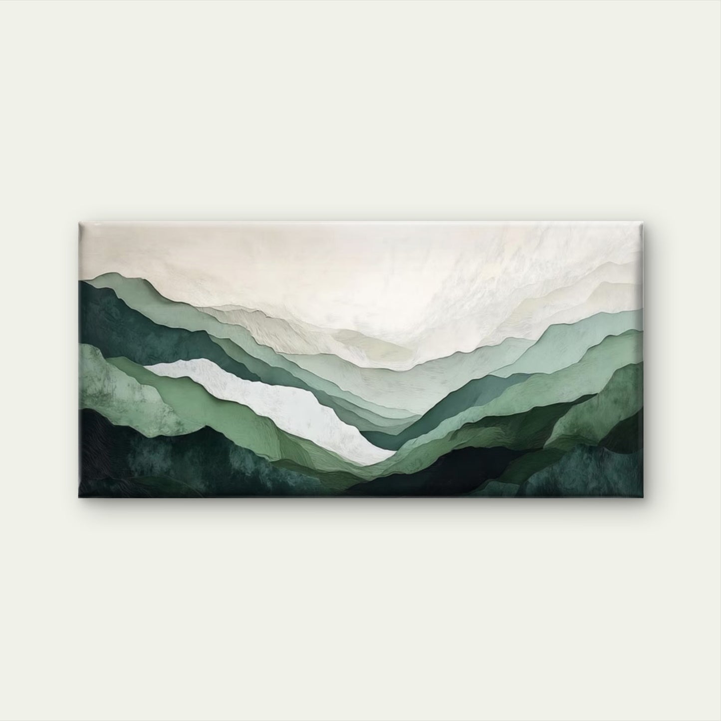 Abstract Green Mountain Wall Art Canvas Office Home Room Framed 120x60cm