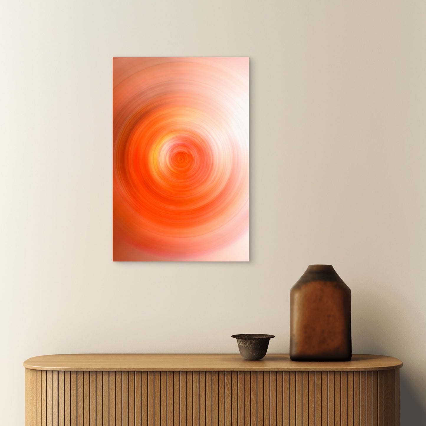 Abstract Orange and Pink Concentric Circles with Blur 60x90cm Metal Print Ready to Hang