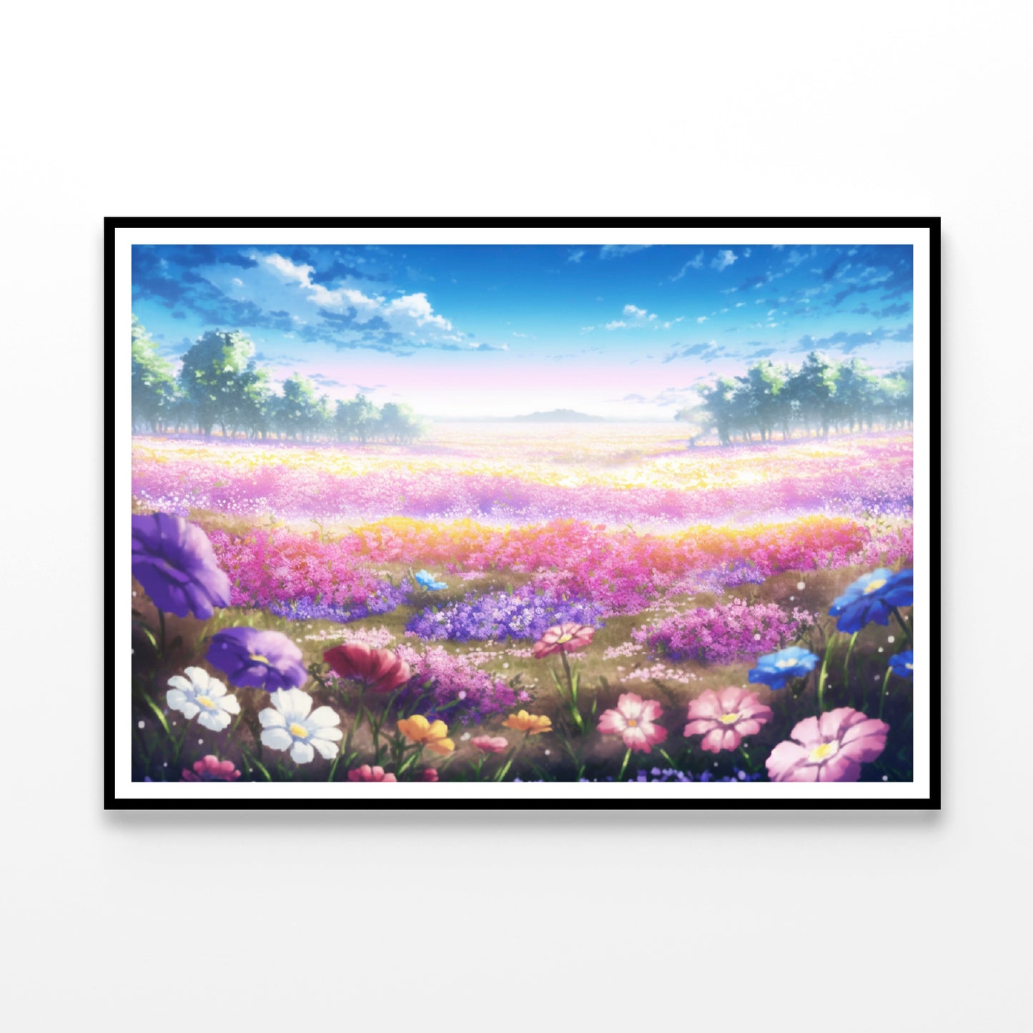 A Field of Purple & Violet Flowers under a Sky Home Decor Premium Quality Poster Print Choose Your Sizes