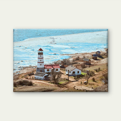 Beautiful Winter Day At The Merzhanovo Lighthouse Russia  Wall Art Decor 100% Australian Made