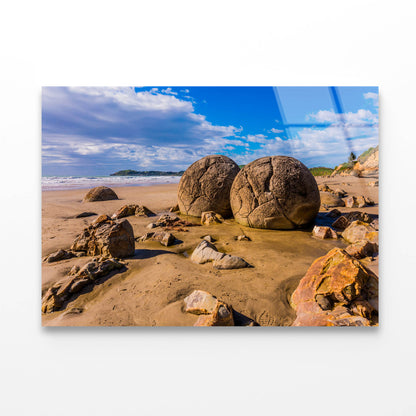 Boulders Moeraki Stones Acrylic Glass Print Tempered Glass Wall Art 100% Made in Australia Ready to Hang