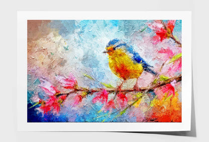 Painting Of Bird and Spring Flower Wall Art Limited Edition High Quality Print