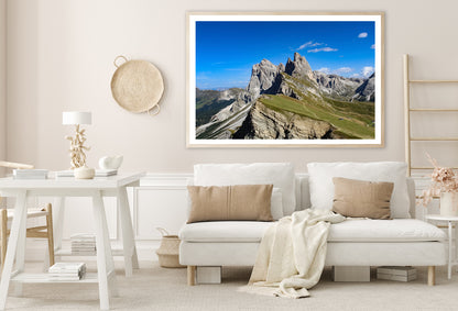 A Rocky Mountain with A Road in Grassy Areas Home Decor Premium Quality Poster Print Choose Your Sizes