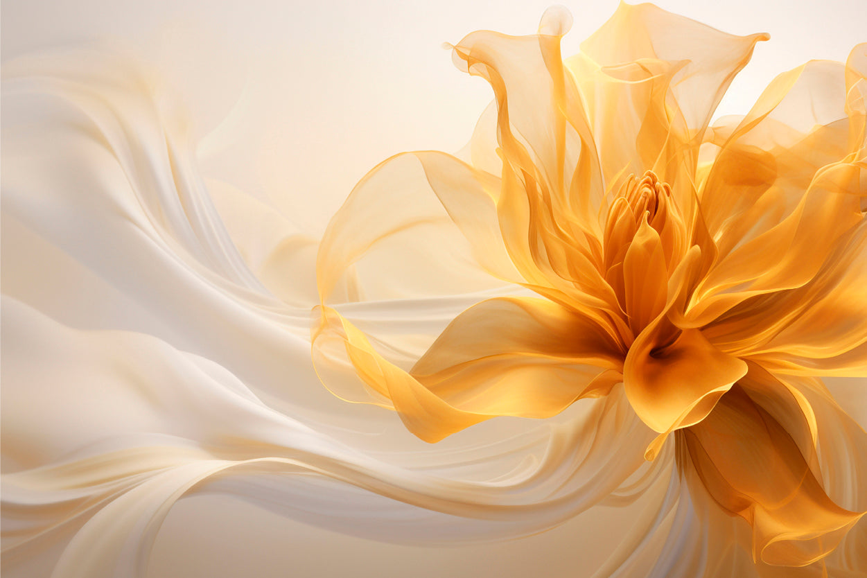 Abstract Golden Watercolor Flowers Wall Art Decor 100% Australian Made