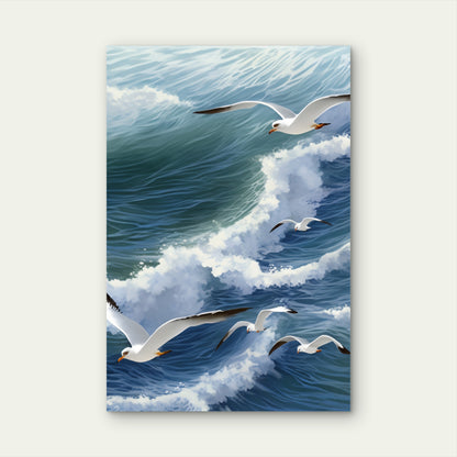 Sea Shore Coastline with Seagull 40x60cm Metal Print Ready to Hang
