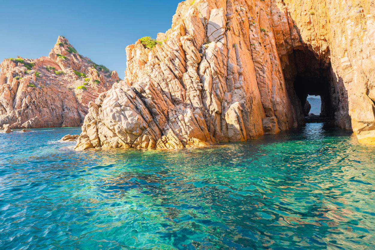 Clear Blue Ocean with Rocky Cave Print 100% Australian Made - Bella Home Decor