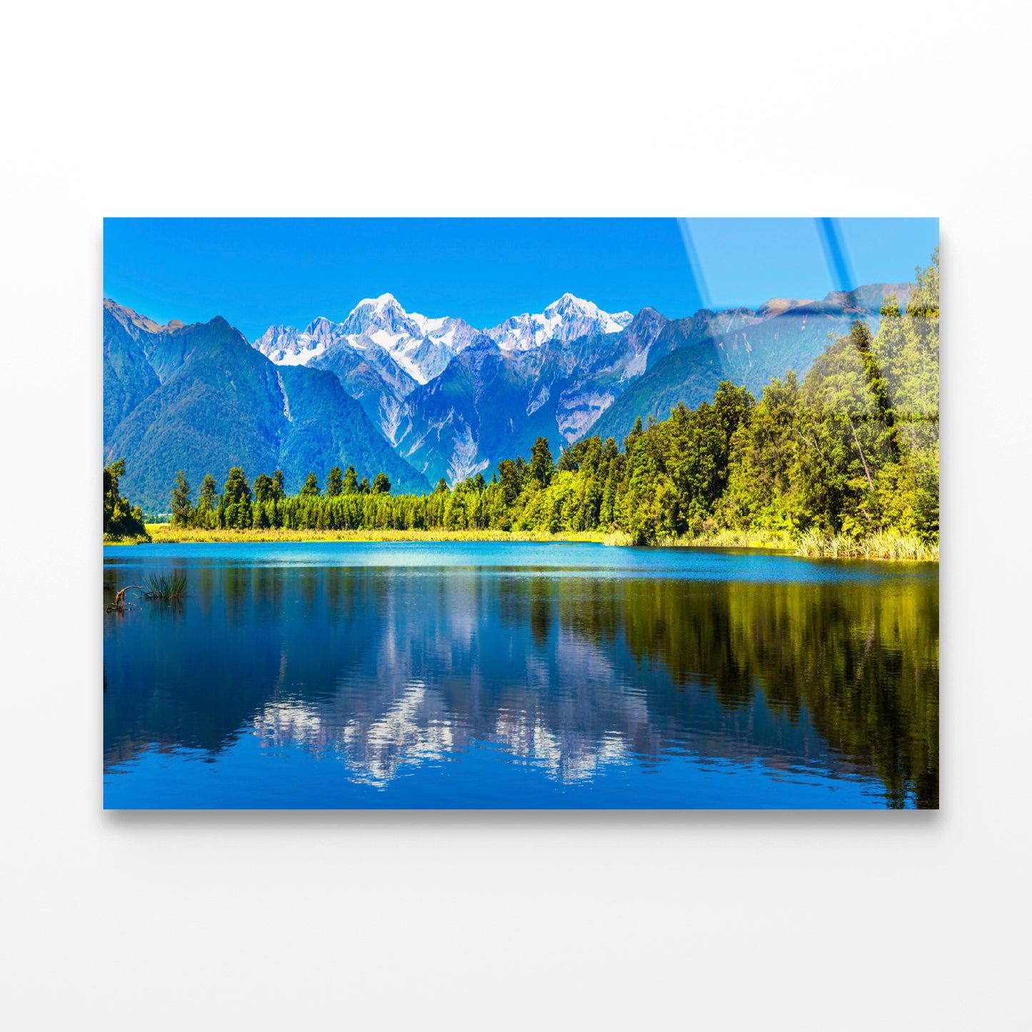 Mountain Cook with Lake Matheson Acrylic Glass Print Tempered Glass Wall Art 100% Made in Australia Ready to Hang - Bella Home Decor
