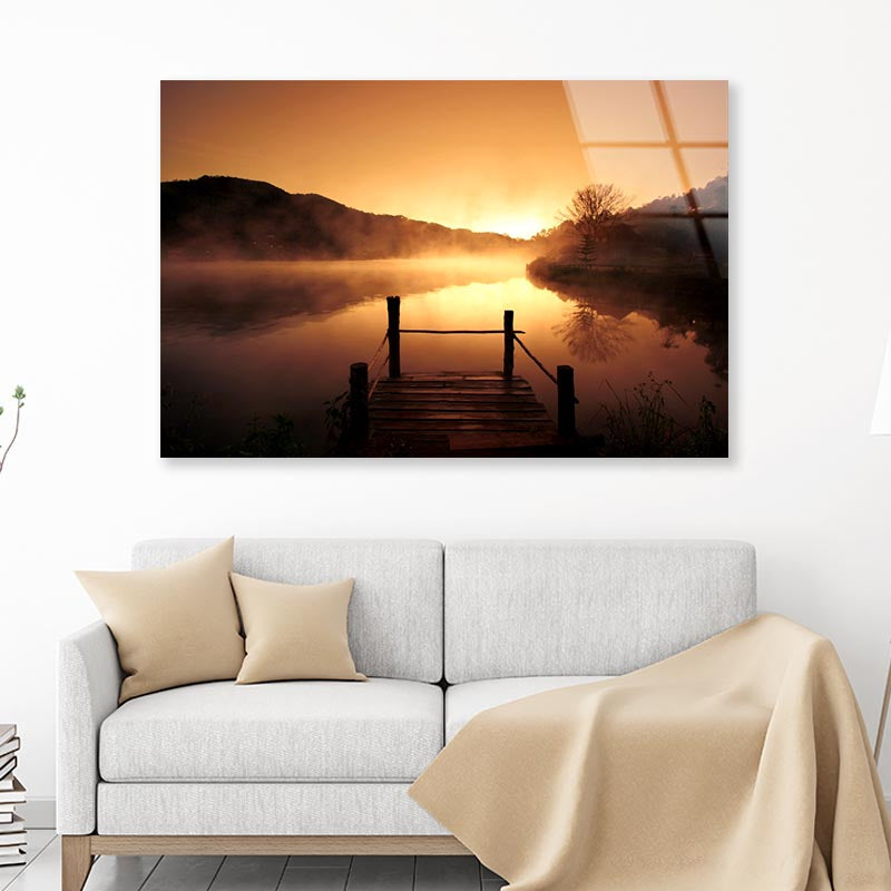 Morning Fog Over Scenery Lake at Urban Village Acrylic Glass Print Tempered Glass Wall Art 100% Made in Australia Ready to Hang