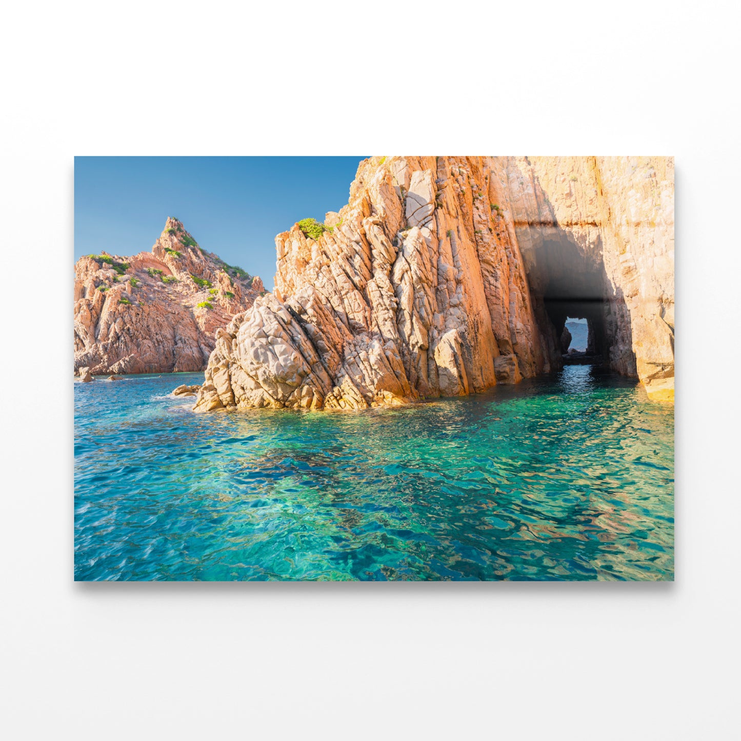 Clear Blue Ocean with Rocky Cave Acrylic Glass Print Tempered Glass Wall Art 100% Made in Australia Ready to Hang - Bella Home Decor