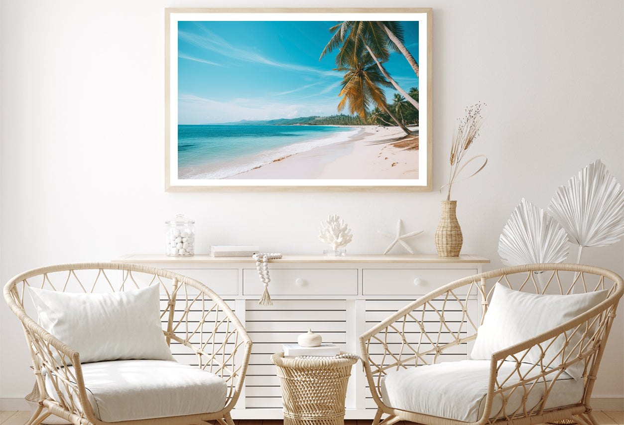 Tropical Beach Paradise with Palm Trees Home Decor Premium Quality Poster Print Choose Your Sizes