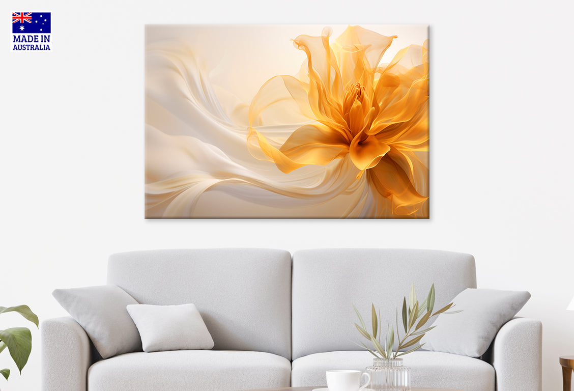 Abstract Golden Watercolor Flowers Wall Art Decor 100% Australian Made