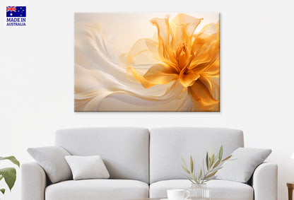 Abstract Golden Watercolor Flowers Wall Art Decor 100% Australian Made