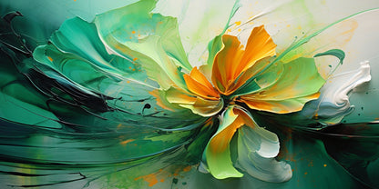 Abstract Green Gold Flower Wall Art Canvas Office Home Room Framed 120x60cm - Bella Home Decor