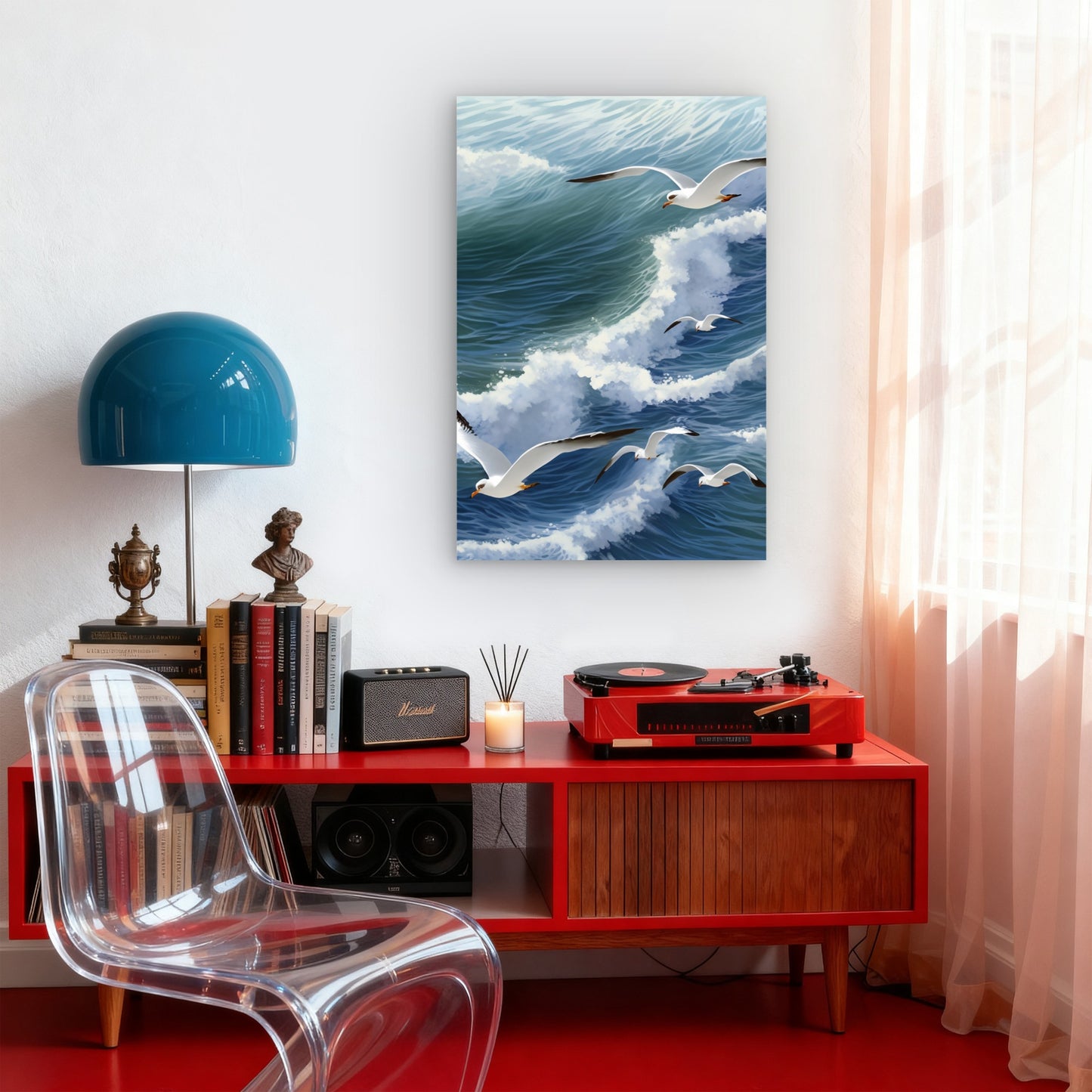 Sea Shore Coastline with Seagull 40x60cm Metal Print Ready to Hang