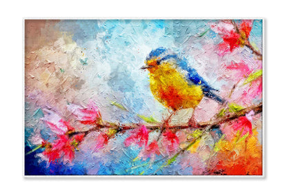 Painting Of Bird and Spring Flower Wall Art Limited Edition High Quality Print