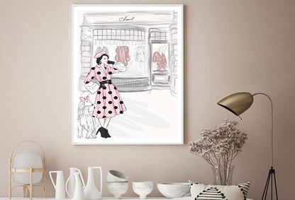 Pink Lady With Her Dog Fashion Art Design Home Decor Premium Quality Poster Print Choose Your Sizes