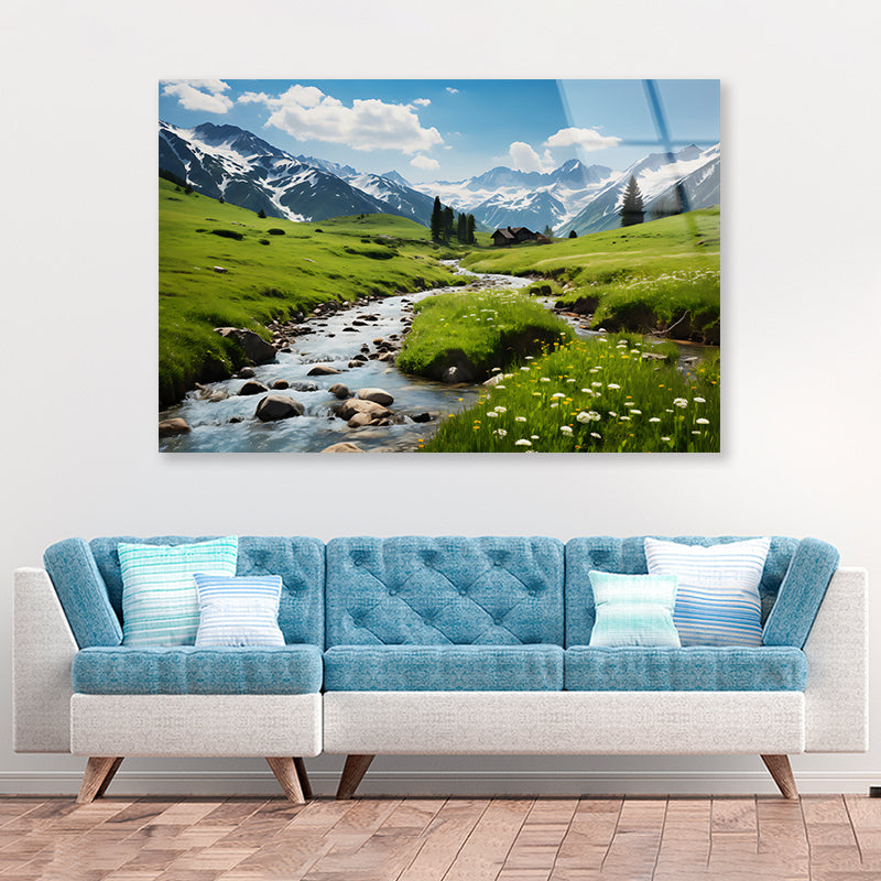 Lake and Mountains View Acrylic Glass Print Tempered Glass Wall Art 100% Made in Australia Ready to Hang - Bella Home Decor
