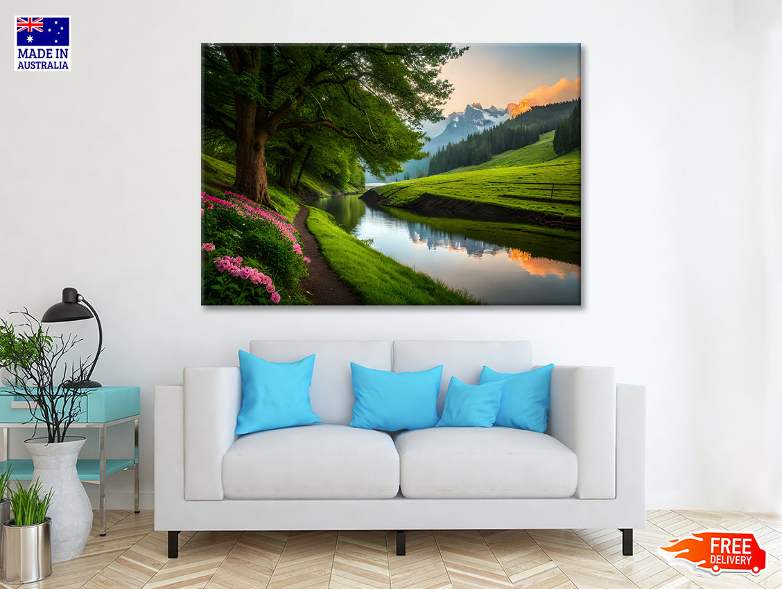 Serene River with Trees Print 100% Australian Made - Bella Home Decor