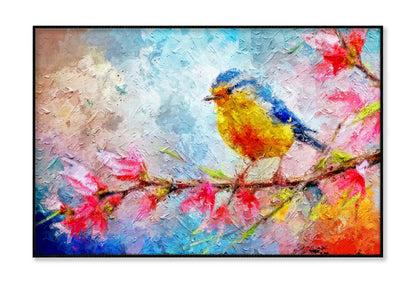 Painting Of Bird and Spring Flower Wall Art Limited Edition High Quality Print