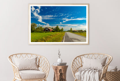 A Rural Road with Grass and Trees under a Cloudy Sky Home Decor Premium Quality Poster Print Choose Your Sizes - Bella Home Decor