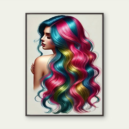 Gradient from Pink to Blue Woman Hair Design Fashion Home Decor Premium Quality Poster Print Choose Your Sizes - Bella Home Decor