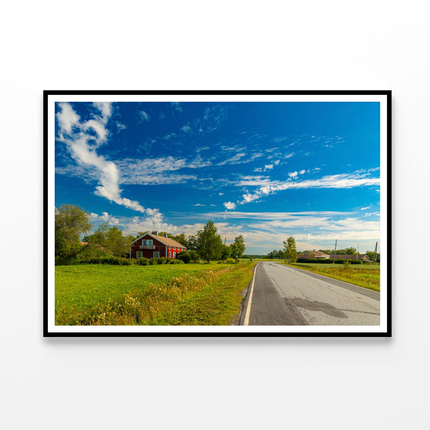 A Rural Road with Grass and Trees under a Cloudy Sky Home Decor Premium Quality Poster Print Choose Your Sizes - Bella Home Decor