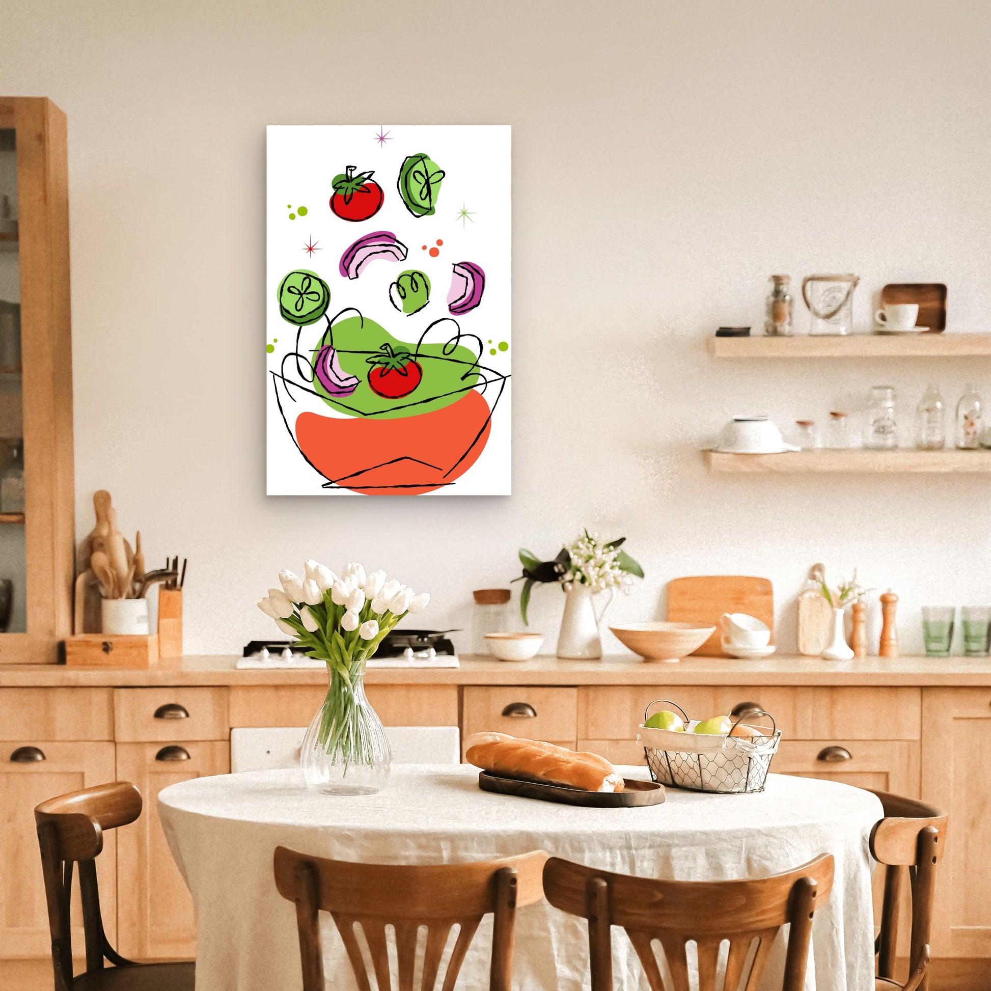 Abstract Fresh Vegetables Falling Into Bowl 40x60cm Metal Print Ready to Hang - Bella Home Decor