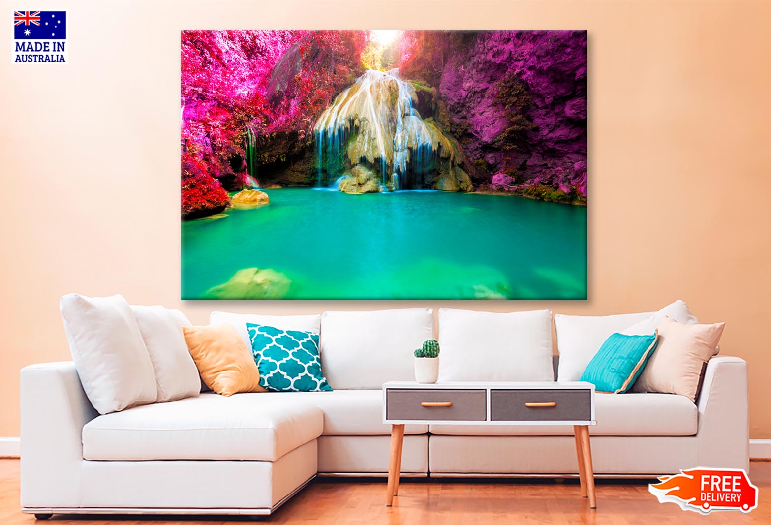 Wonderful Waterfall with Colorful Tree in Thailand  Wall Art Decor 100% Australian Made - Bella Home Decor