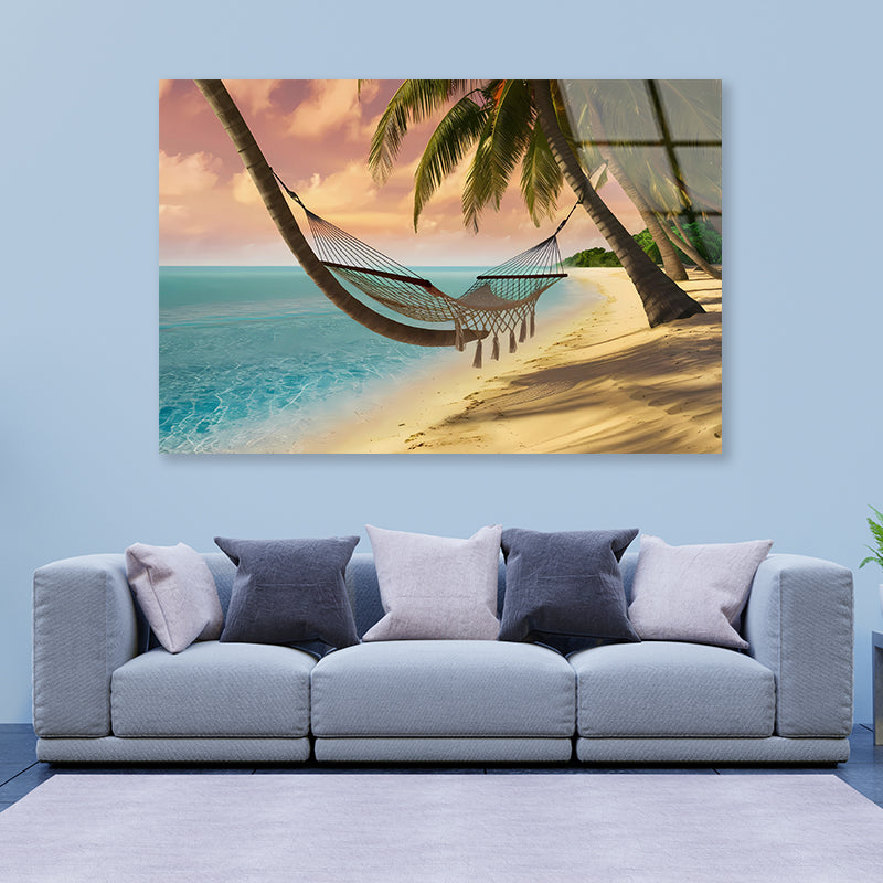 Hammock on the Beach Acrylic Glass Print Tempered Glass Wall Art 100% Made in Australia Ready to Hang - Bella Home Decor