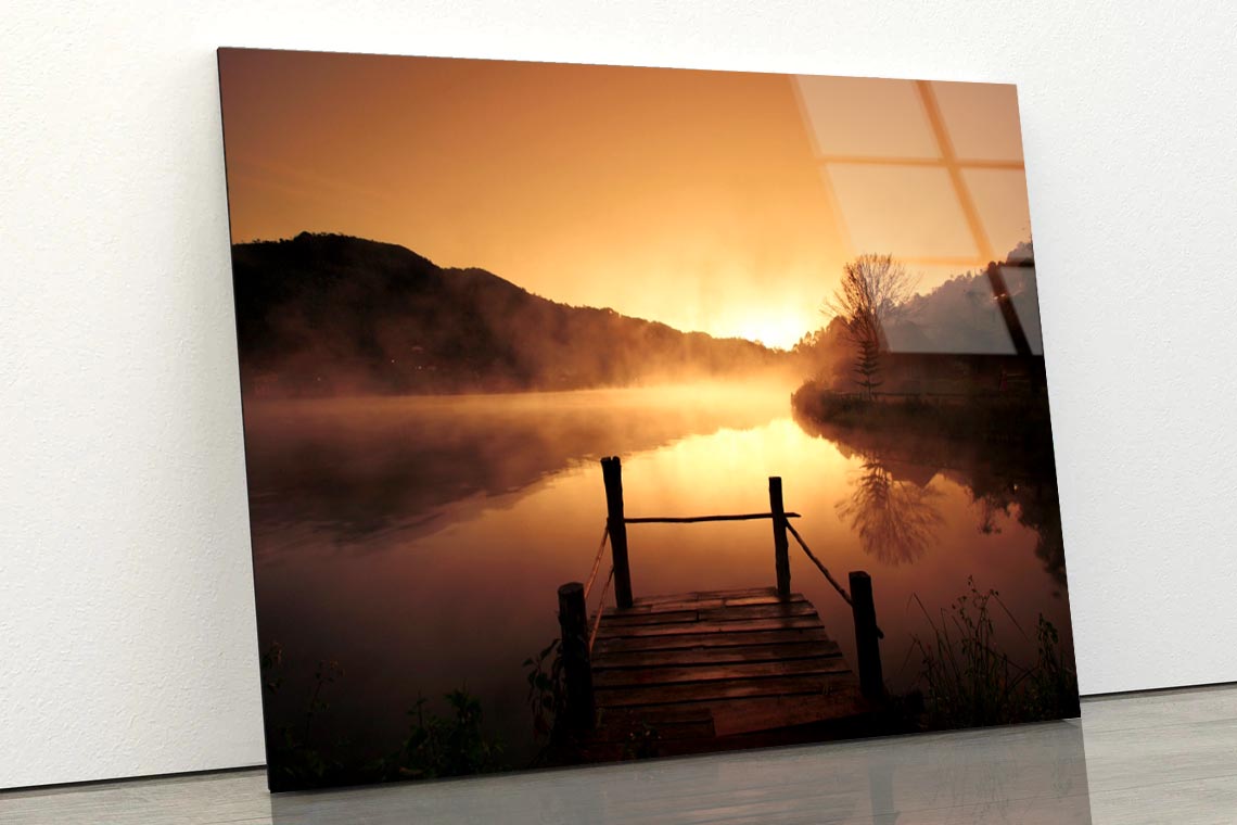 Morning Fog Over Scenery Lake at Urban Village Acrylic Glass Print Tempered Glass Wall Art 100% Made in Australia Ready to Hang