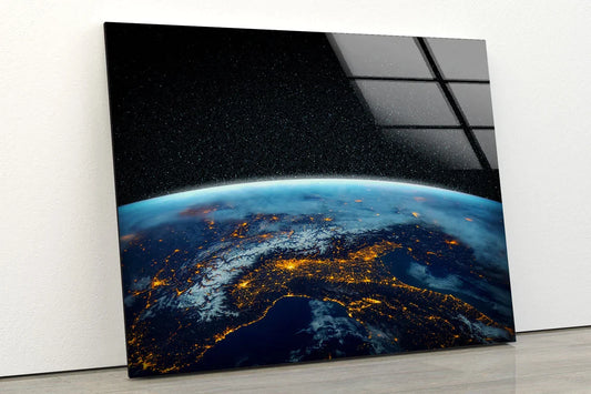 Night Earth Space View UV Direct Aluminum Print Australian Made Quality