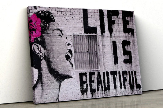 Banksy Life is Beautiful famous Graffiti Street UV Direct Aluminum Print Australian Made Quality