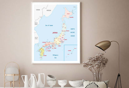 Japan Administrative Map Home Decor Premium Quality Poster Print Choose Your Sizes