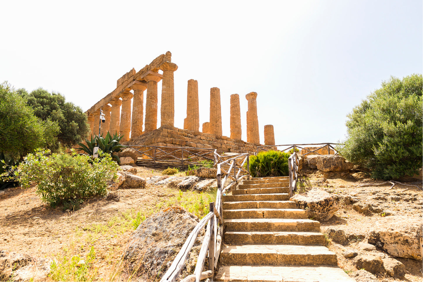 The Temple of Juno In Italy Glass Framed Wall Art, Ready to Hang Quality Print