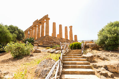 The Temple of Juno In Italy Glass Framed Wall Art, Ready to Hang Quality Print