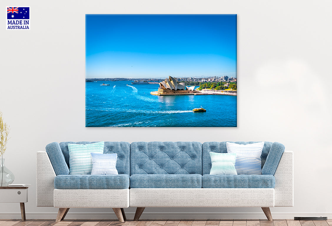 Sydney Opera House with Boats at Sunrise Wall Art Decor 100% Australian Made
